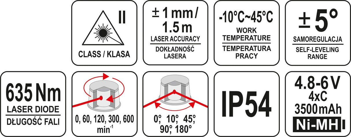 Lazerinis nivelyras | Motorinis rotorinis (YT-30430)