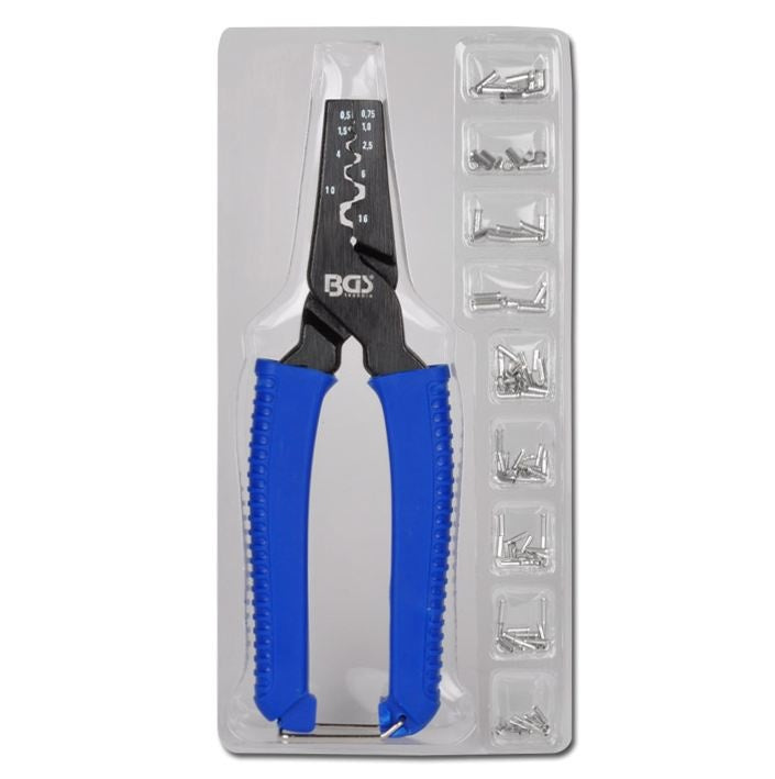 Replės jungčių užspaudimui su rinkiniu | įsk. 150 kabelių gnybtų | 175 mm (1430)