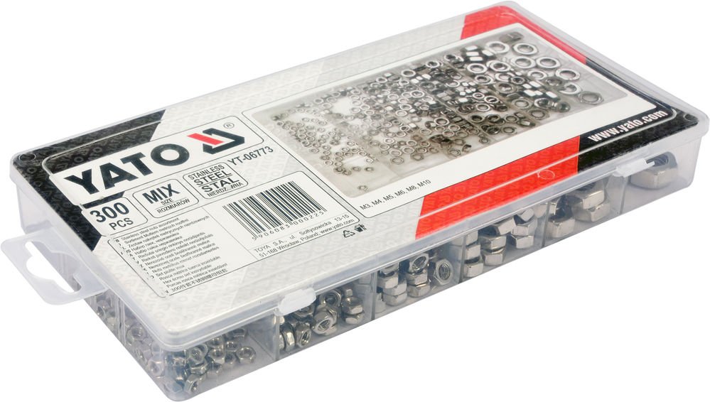 Nerūdyjančio plieno veržlių rinkinys | 300 vnt (YT-06773)