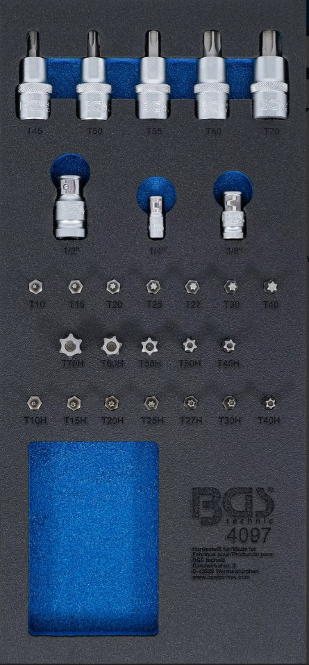 Įrankių dėklas 1/3: antgalių ir įpresuotų antgalių asortimentas | 27 vnt. (4097)