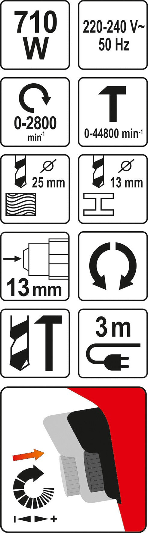 Smūginis gręžtuvas | 710W (YT-82034)