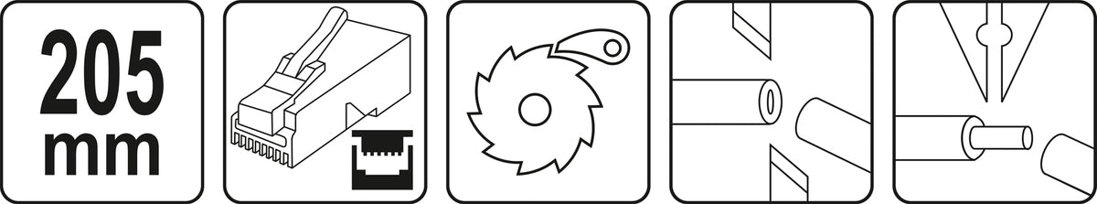 Replės su terkšliniu mechanizmu telefono ir tinklo antgalių užspaudimui | RJ45 RJ10 RJ11 (YT-22443)