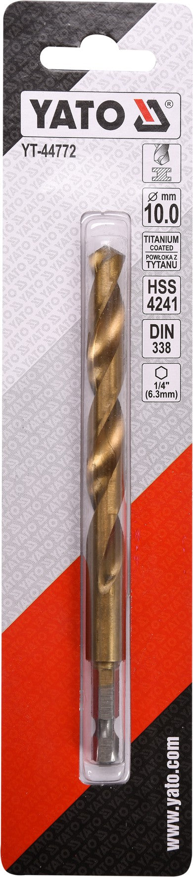 Сверло по металлу с шестигранным хвостовиком 6.3 mm (1/4") HSS-TiN | 10.0 mm