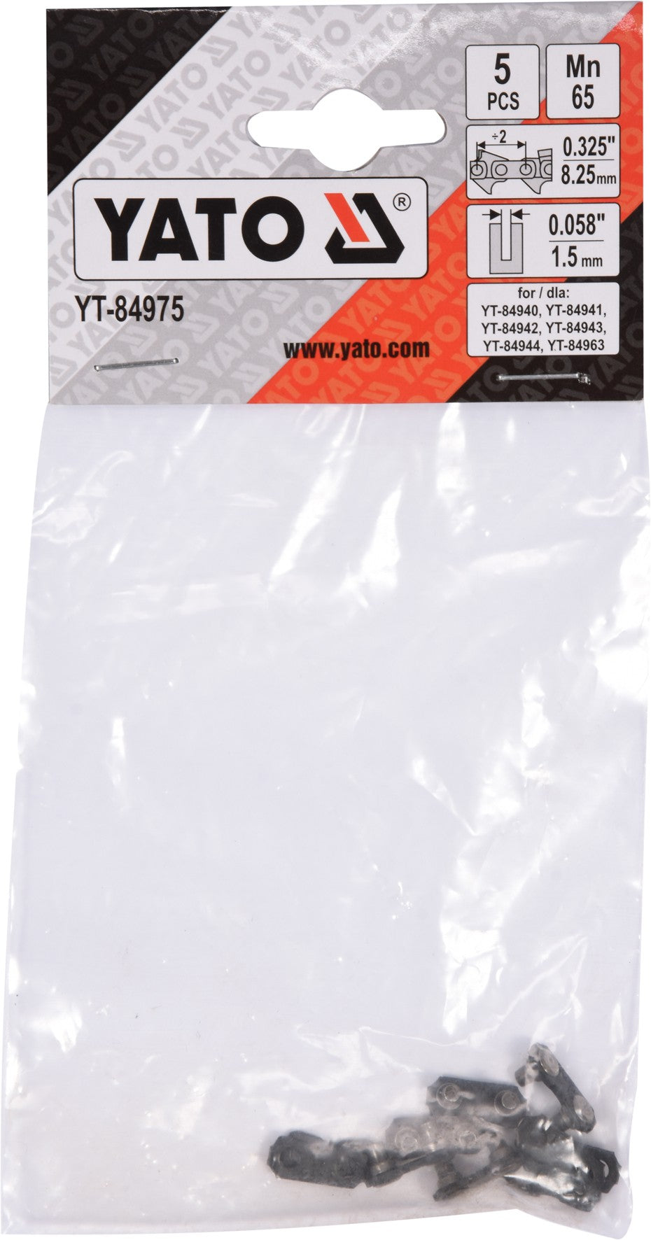 Pjūklo grandinės sujungimų rinkinys | 0,325" / 0,058" | 5 vnt. (YT-84975)