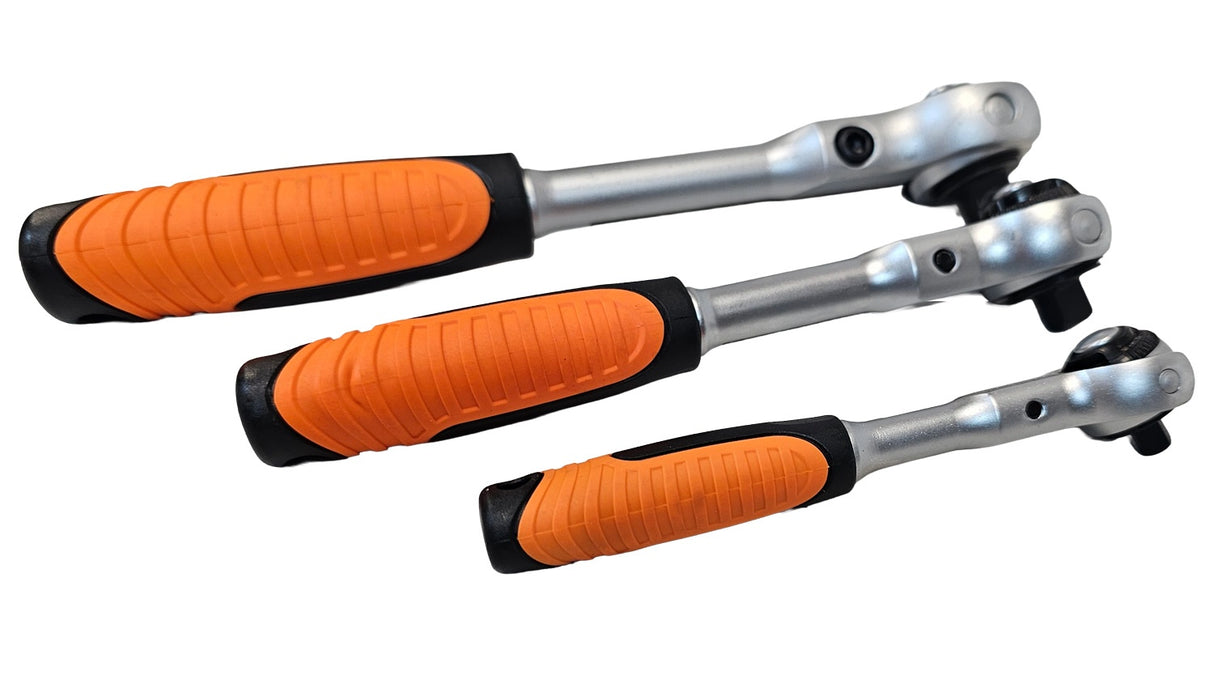 Terkšlių rinkinys | šarnyrinės galvutės | 6,3 mm (1/4") / 10 mm (3/8") / 12,5 mm (1/2") | 3 vnt. (SRA3S)