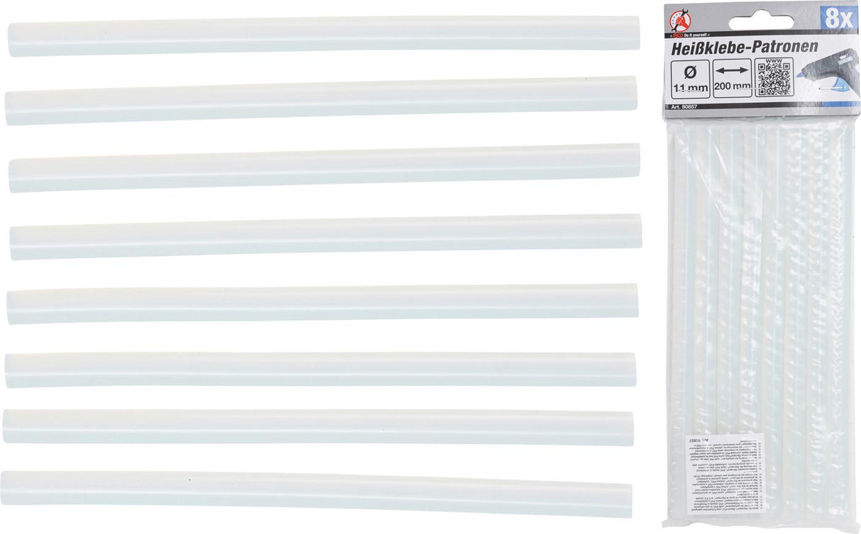 Klijų lazdelės | skaidrios | Ø 11 mm, 200 mm | 8 vnt. (80857)