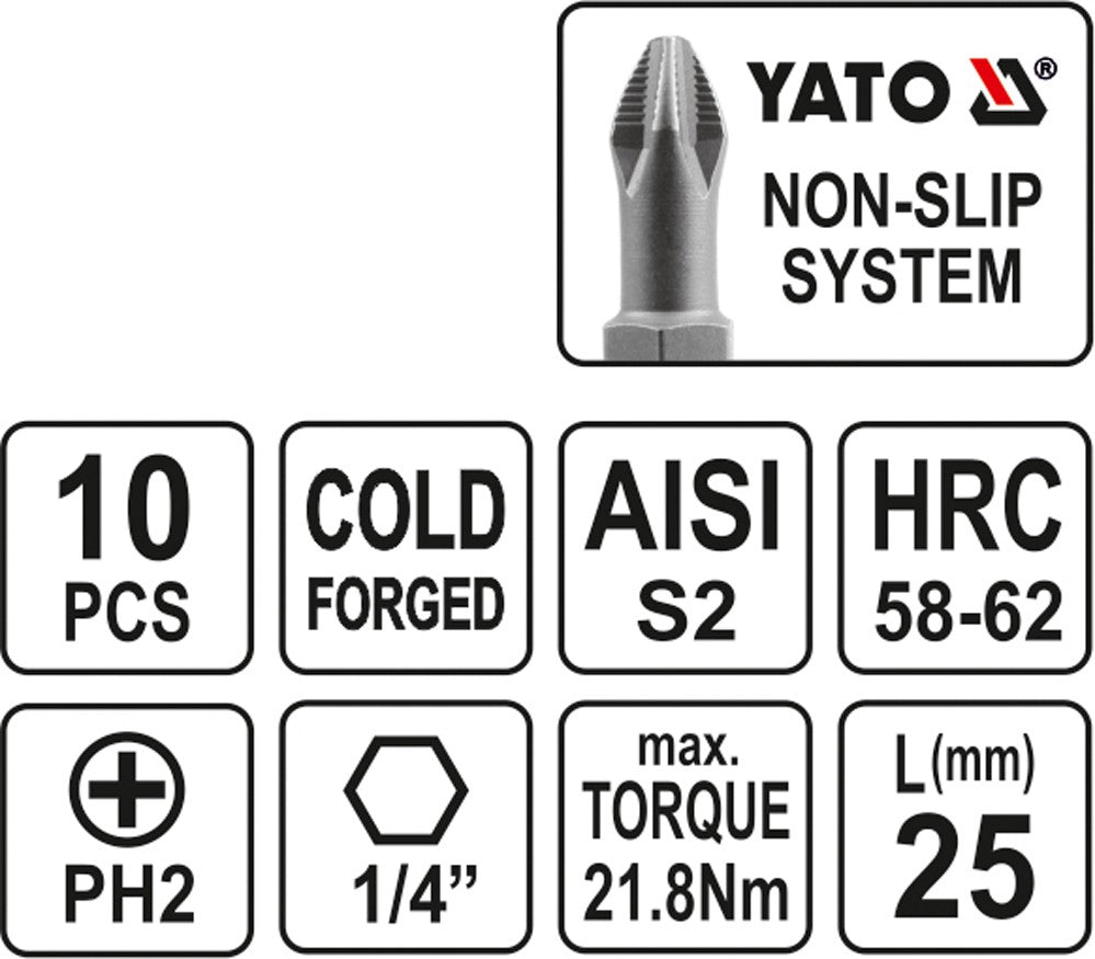Antgalis PH2x25 mm 10 vnt. (YT-0475)