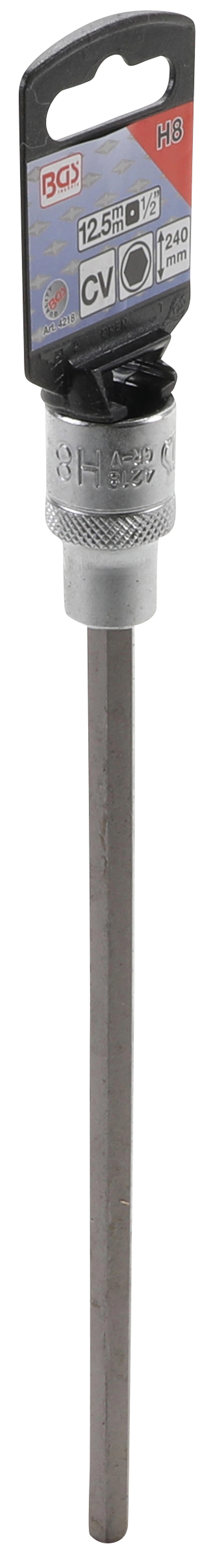 Antgalis įpresuotas į galvutę | ilgis 240 mm | 12,5 mm (1/2") Hex šešiakampis 8 mm (4218)