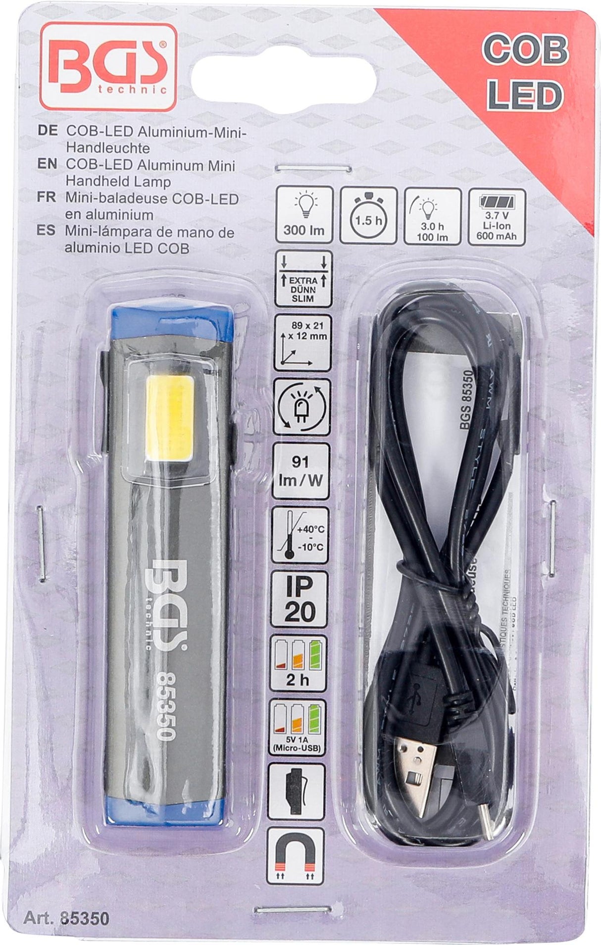 Mini rankinė lempa | aliuminis | COB-LED (85350)
