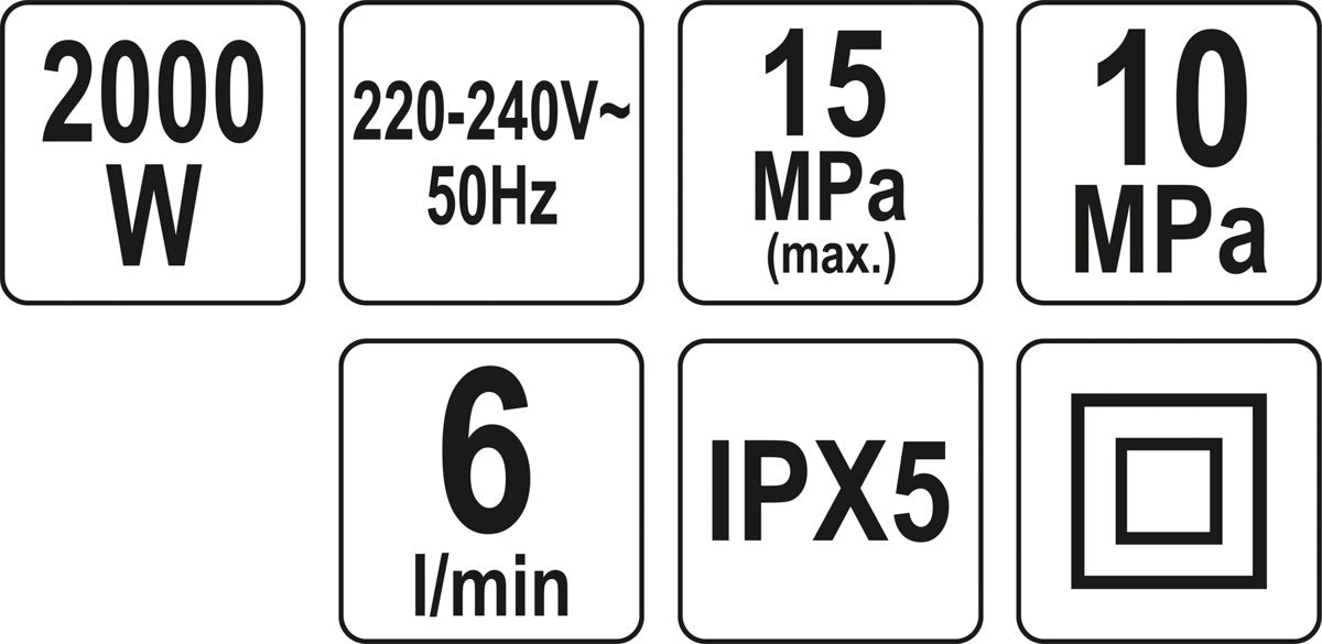 Aukšto slėgio plovimo įrenginys | su aksesuarais | 150 BAR / 2000 W (YT-85915)
