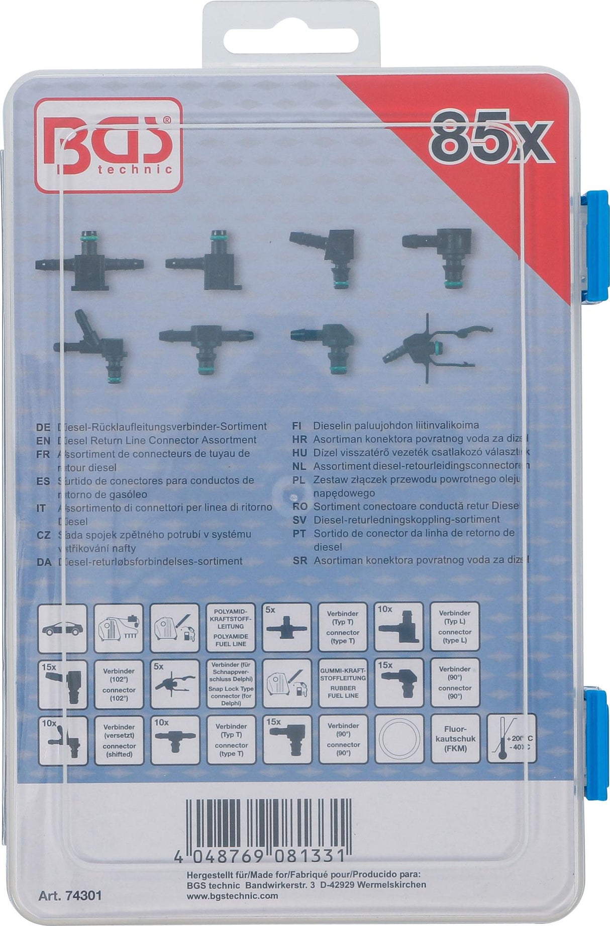 Dyzelino grįžtamosios linijos jungčių asortimentas | 85 vnt. (74301)