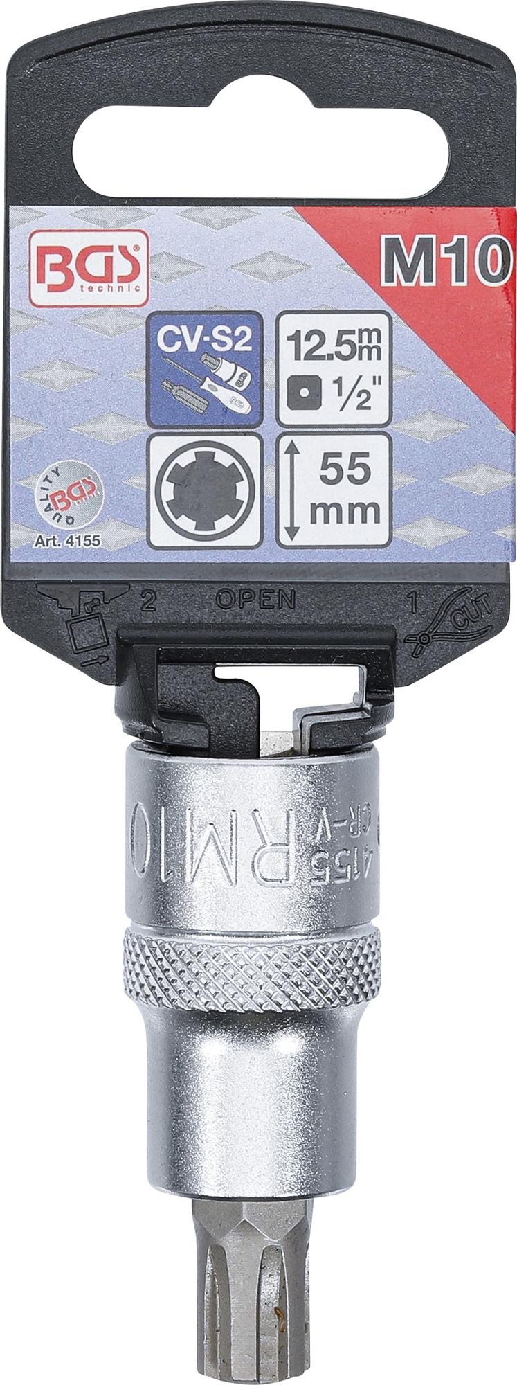 Antgalis | ilgis 55 mm | 12,5 mm (1/2") | Spline (Ribe) M10 (4155)