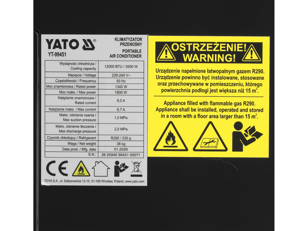 Nešiojamas oro kondicionierius 3,5 kW (YT-99451)