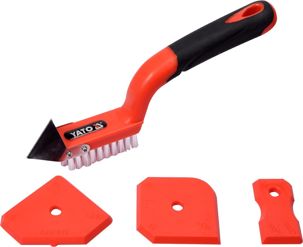 Silikoninių špakliuočių/mentelių rinkinys su šepetėliu su gramdikliu | 4 vnt. (YT-52621)