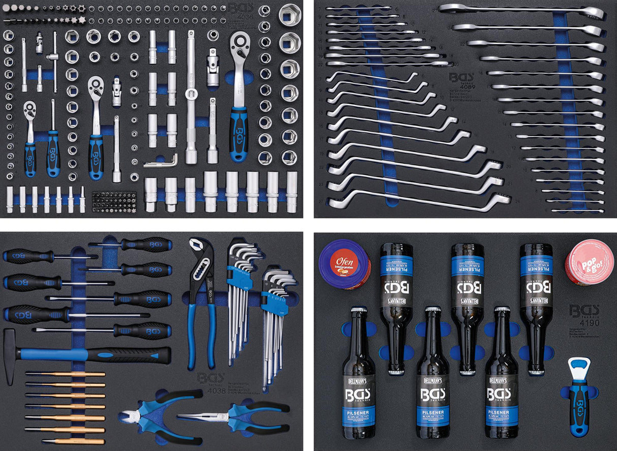 Įrankių spintelė | bluetooth | USB | antena | LED | 8 stalčiai | su 263 įrankiais (4106)