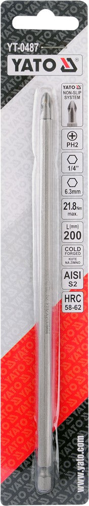 SCREWDRIVER BIT PH2X200MM S2 (YT-0487)