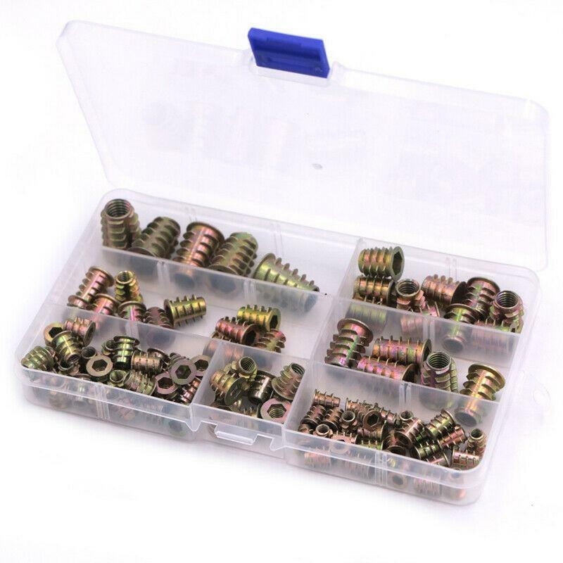 Plieniniai srieginiai įdėklai medinei furnitūrai | 100 vnt. (TS100K)