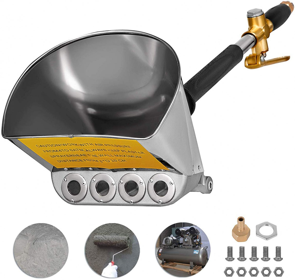 Lubų tinkavimo pistoletas | pneumatinis | nerūdijantis plienas (PG002)