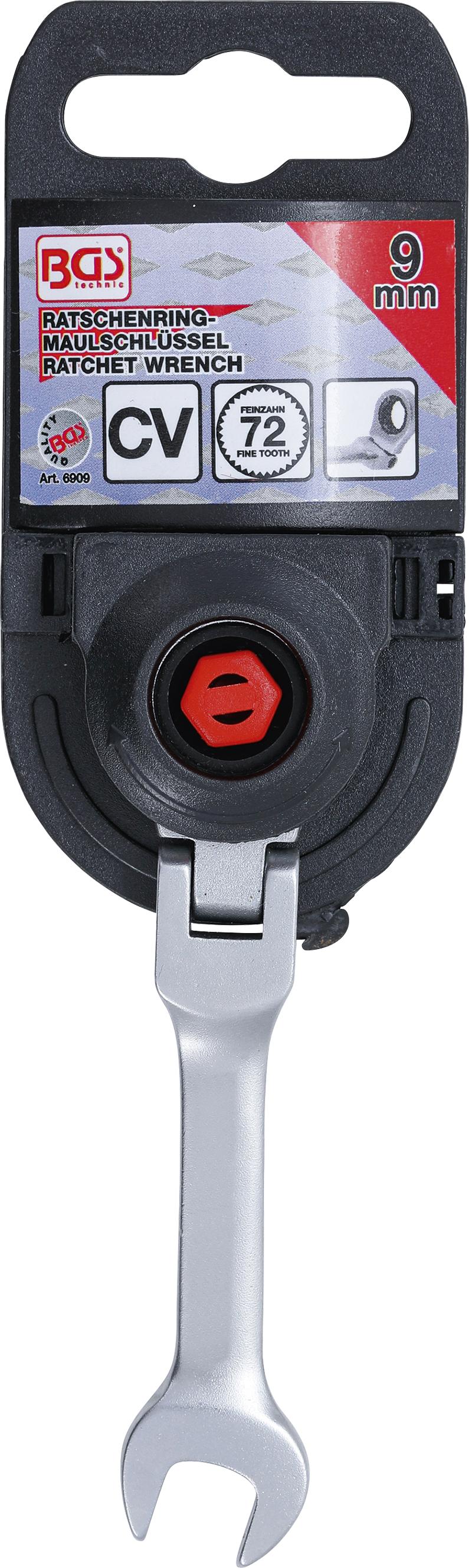 Kombinuotas raktas su terkšle | trumpas | šarnyrinis | 9 mm (6909)