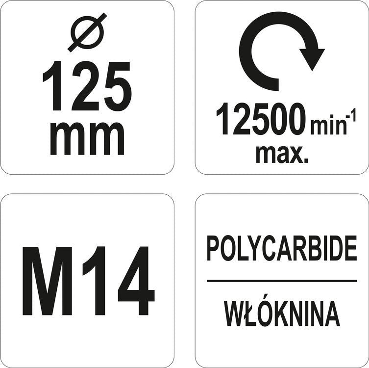 Šlifavimo diskas metalui su abrazyvine medžiaga | juodas | 125xM14 (YT-47820)