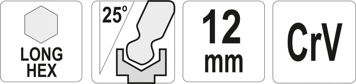 L tipo raktas | ilgas | hex šešiakampis su šarnyru | 12,0 mm (YT-05463)