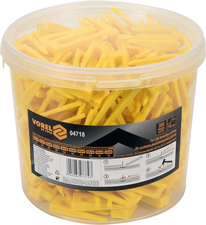 Pleištai plytelių išlyginimo sistemai | kibiras | 300 vnt. (04718)