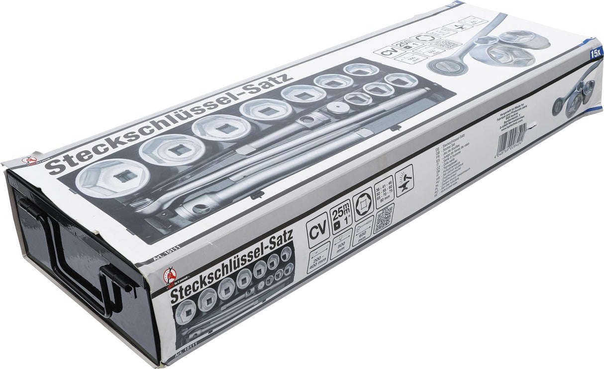 Galvučių ir rakto rinkinys | 25 mm (1") | 36-80 mm | 15 vnt. (15111)