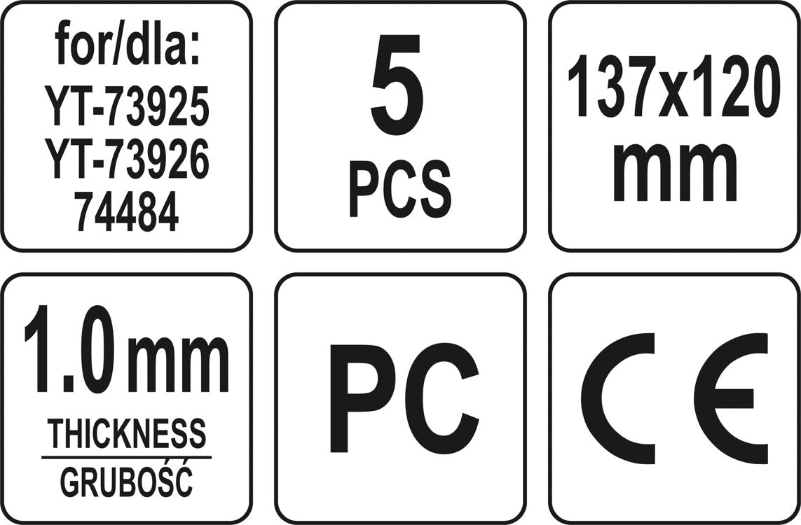 Apsauginiai stikliukai kaukėms / skydeliams YT-73925 / YT-73926 / 74484 | 5 vnt. (YT-73929)