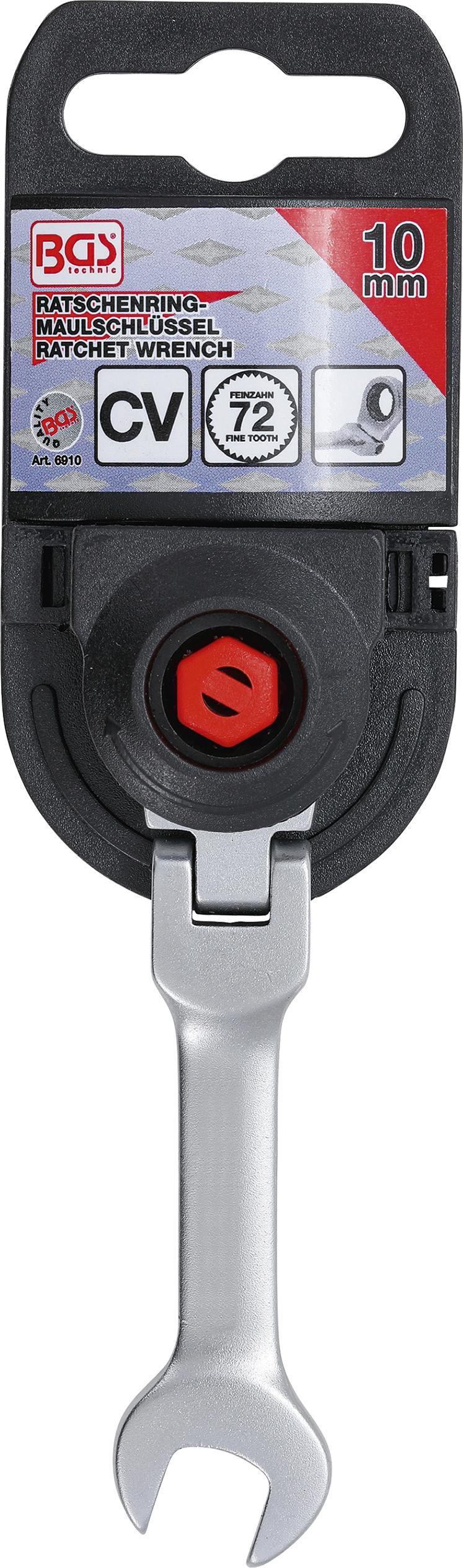 Kombinuotas raktas su terkšle | trumpas | šarnyrinis | 10 mm (6910)