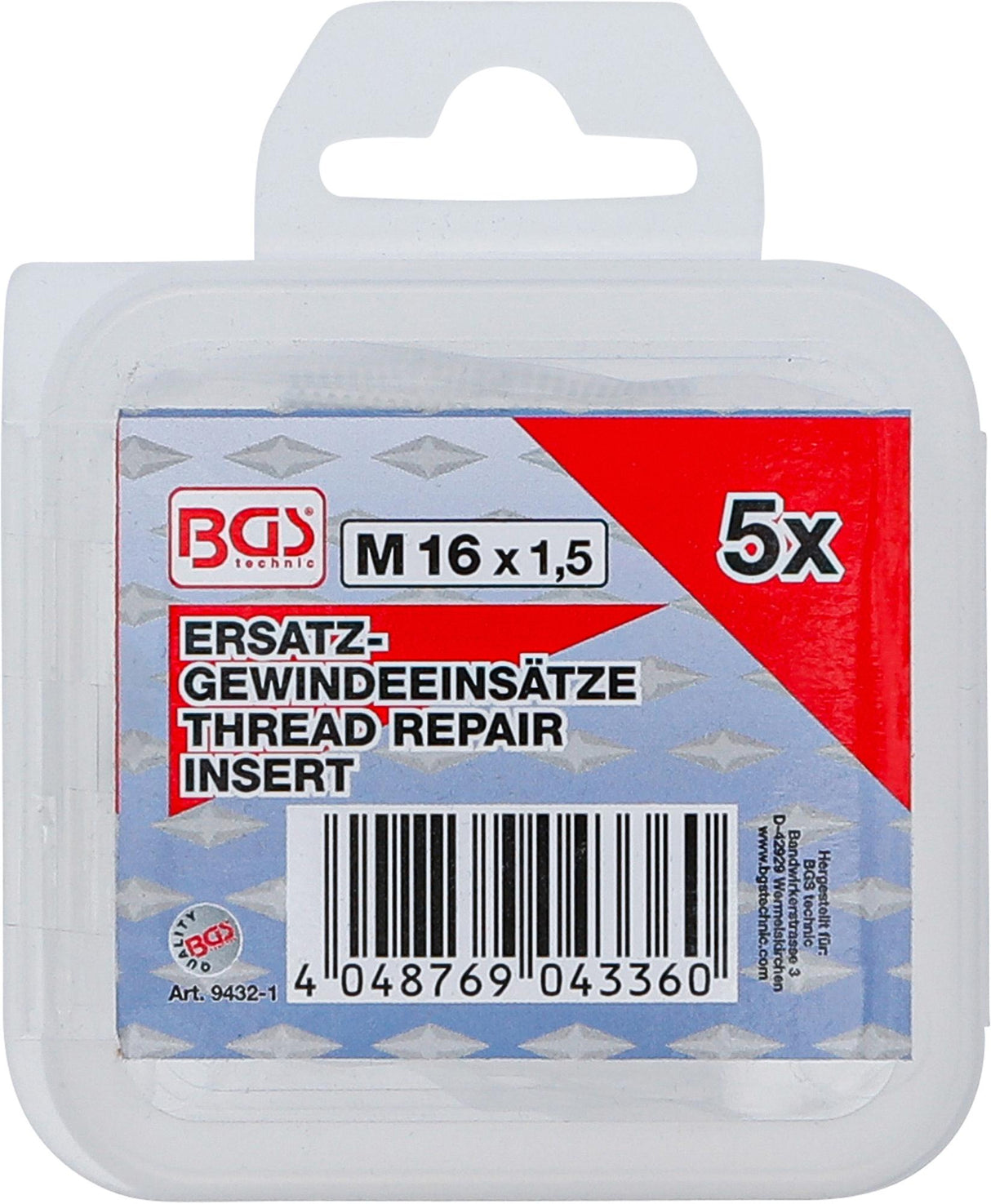 Vieliniai indėklai sriegiui | Helikoliai | M16 x 1,5 mm | 5 vnt. (9432-1)