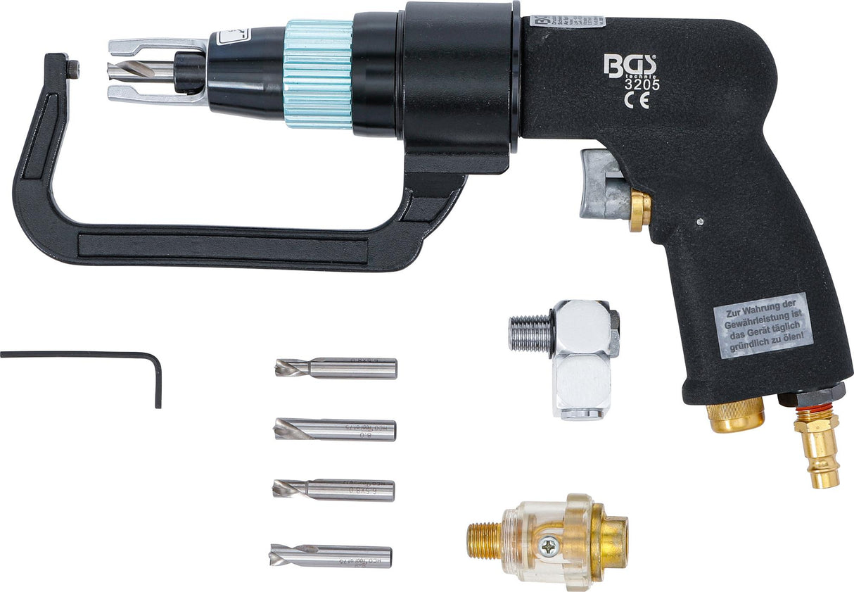 Pneumatinis suvirinimo taškų nugrežėjas su rinkiniu (3205)