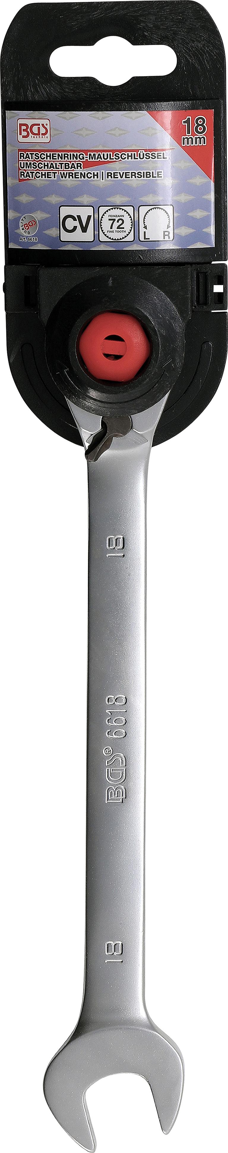 Kombinuotas raktas su terkšle | su reversu | 18 mm (6618)