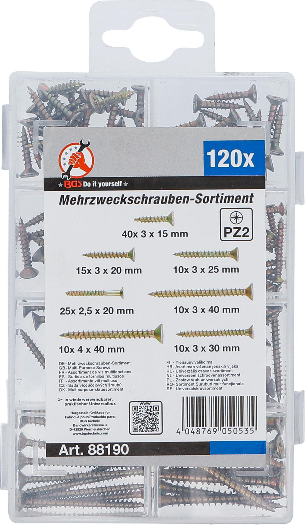 Daugiafunkciniai varžtai | Kryžminė galvutė PZ2 | 120 vnt. (88190)