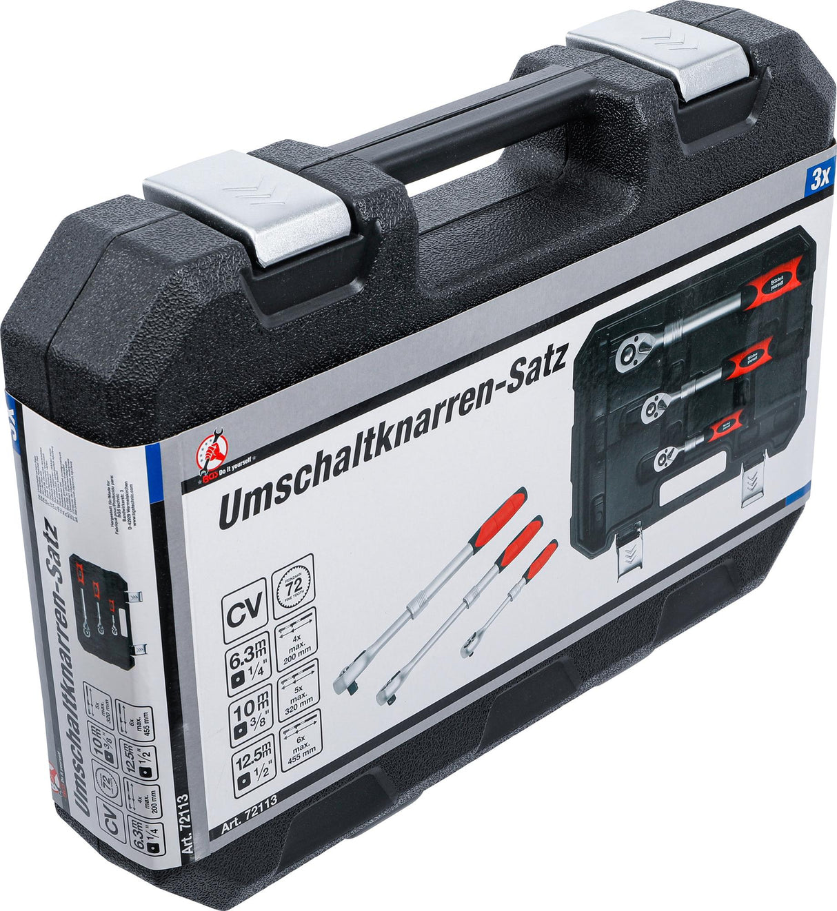 Terkšlių rinkinys | ištraukiamos | 6,3 mm (1/4") / 10 mm (3/8") / 12,5 mm (1/2") | 3 vnt. (72113)