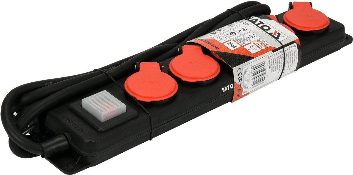 Elektrinis ilgintuvas | 5 lizdai | su jungikliu ir dangteliais 1.5 mm² | 3 m (YT-81242)