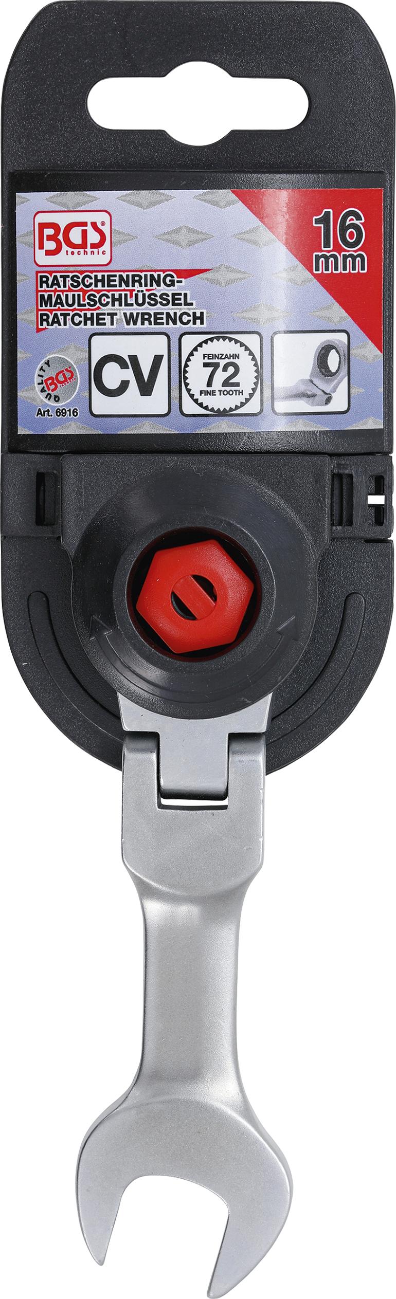 Kombinuotas raktas su terkšle | trumpas | šarnyrinis | 16 mm (6916)