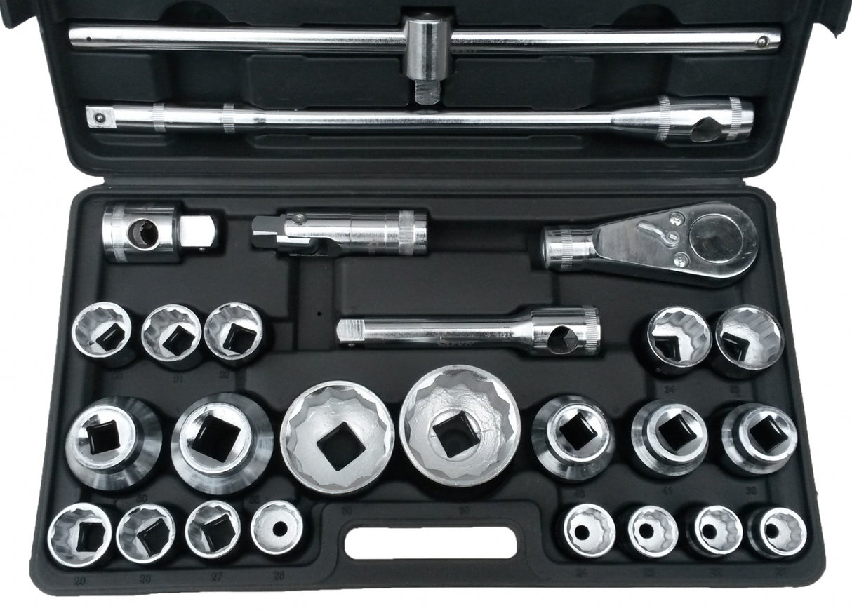 Galvučių komplektas 12 kampų | 25 mm (1") | 20 mm (3/4") | 26 vnt. (10115V)