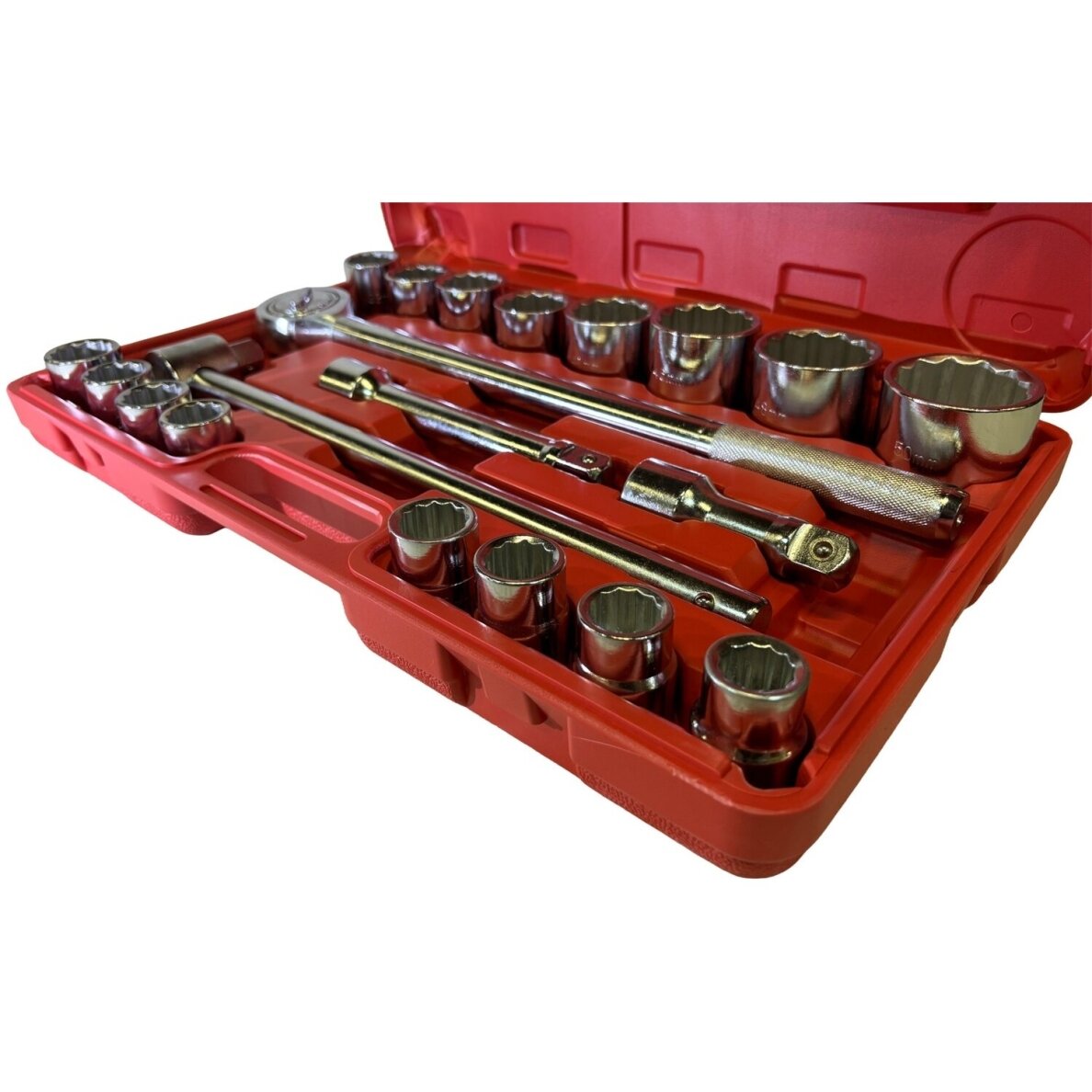 Galvučių komplektas 12 kampų | 20 mm (3/4") | 21 vnt. (ES-4228)