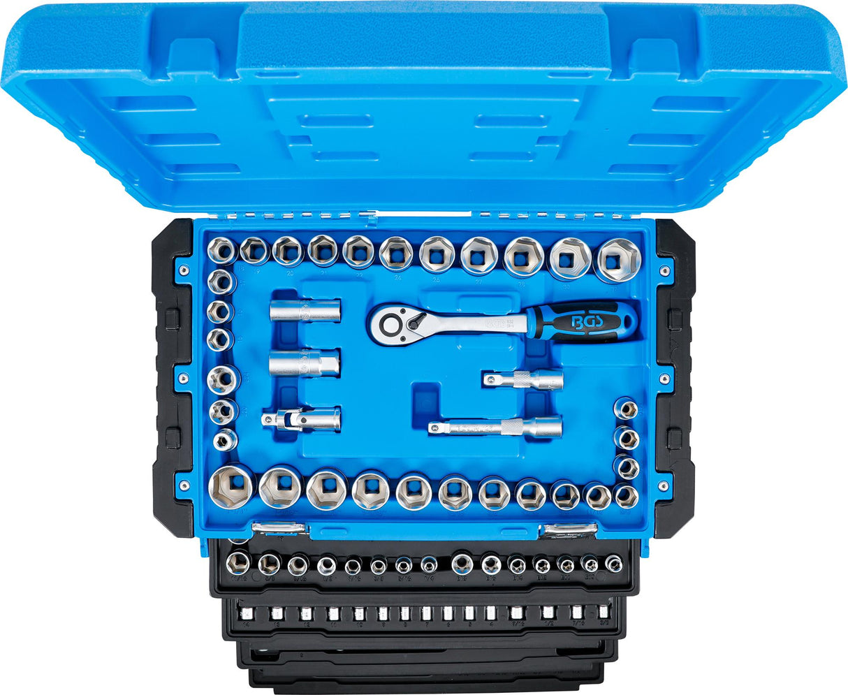 Įrankių rinkinys | 6,3 mm (1/4") / 10 mm (3/8") / 12,5 mm (1/2") | Metriniai ir colių dydžiai | 300 vnt. (74000)