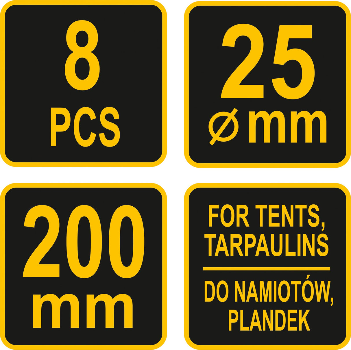 Elastinių kilpų rinkinys tentams | su bumbulu | 200 mm / 8 vnt. (85180)