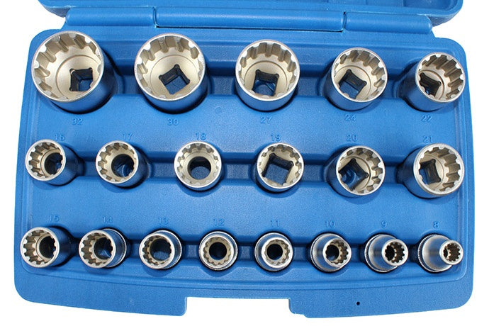 Daugiafunkcinių galvučių rinkinys Spline | 12,5 mm (1/2") | 8-32 mm | 19 vnt. (KR121019)