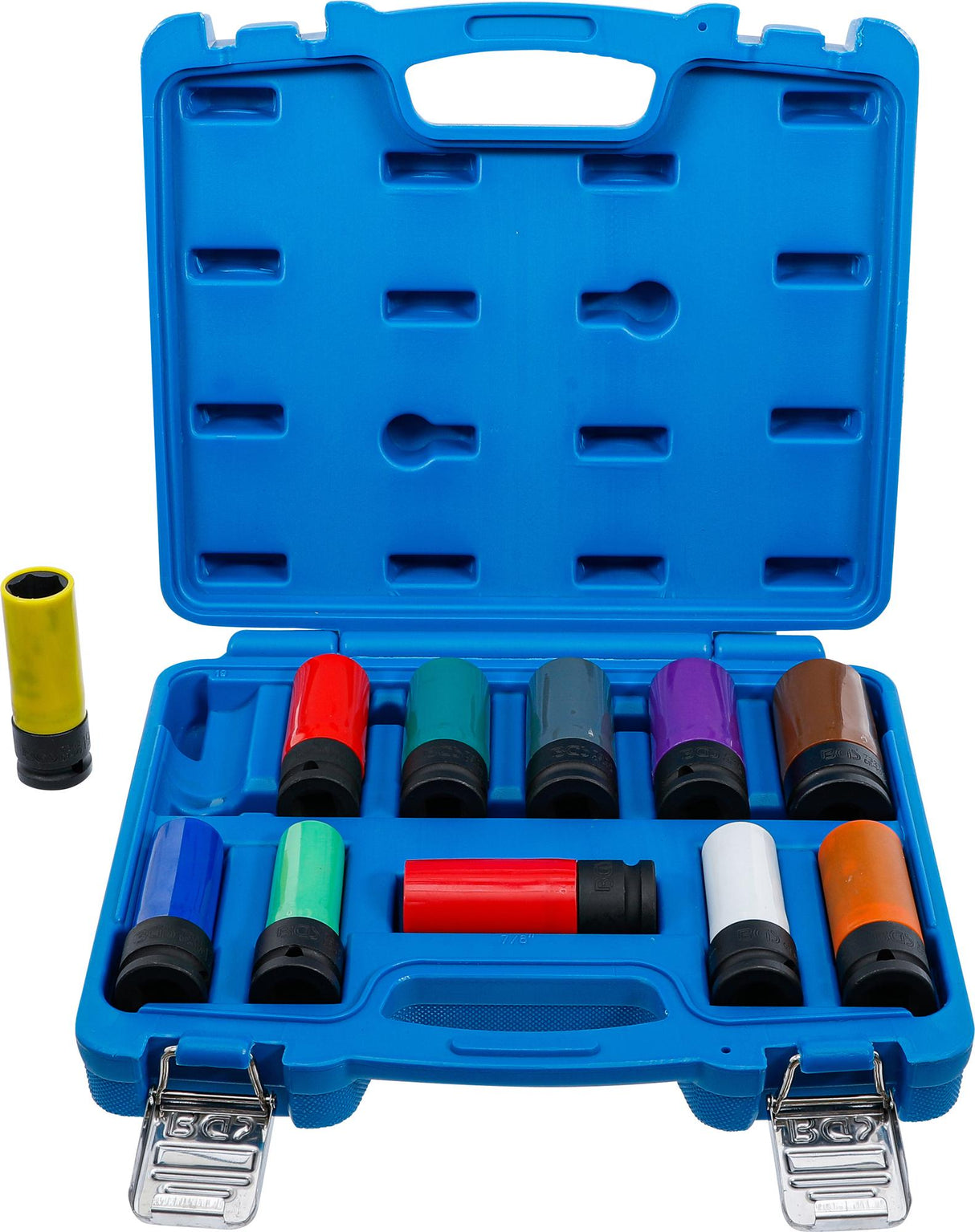 Apsauginių smūginių galvučių rinkinys | 12,5 mm (1/2") | 15 - 27 mm ir kitos specialios ratų galvutės | 11 vnt. (74254)