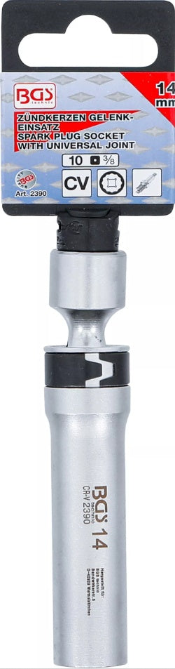 Galvutė žvakėms šarnyrinė 12 kampų | su atramine spyruokle 10 mm (3/8") | 14 mm (2390)