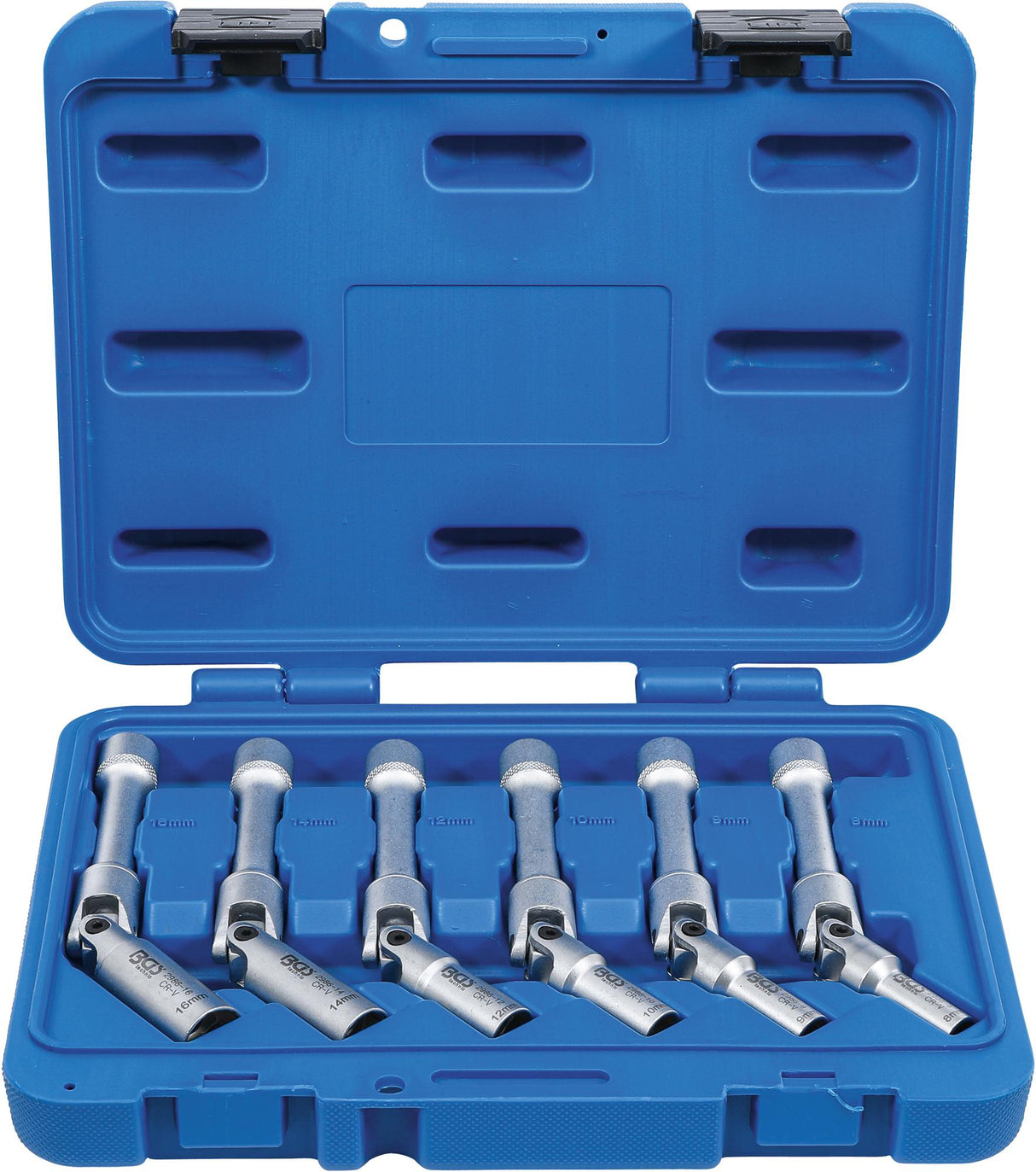 Šarnyrinių galvučių rinkinys kaitinimo žvakėms | šešiakampės | 10 mm (3/8") | 8 - 16 mm | 6 vnt. (2986)