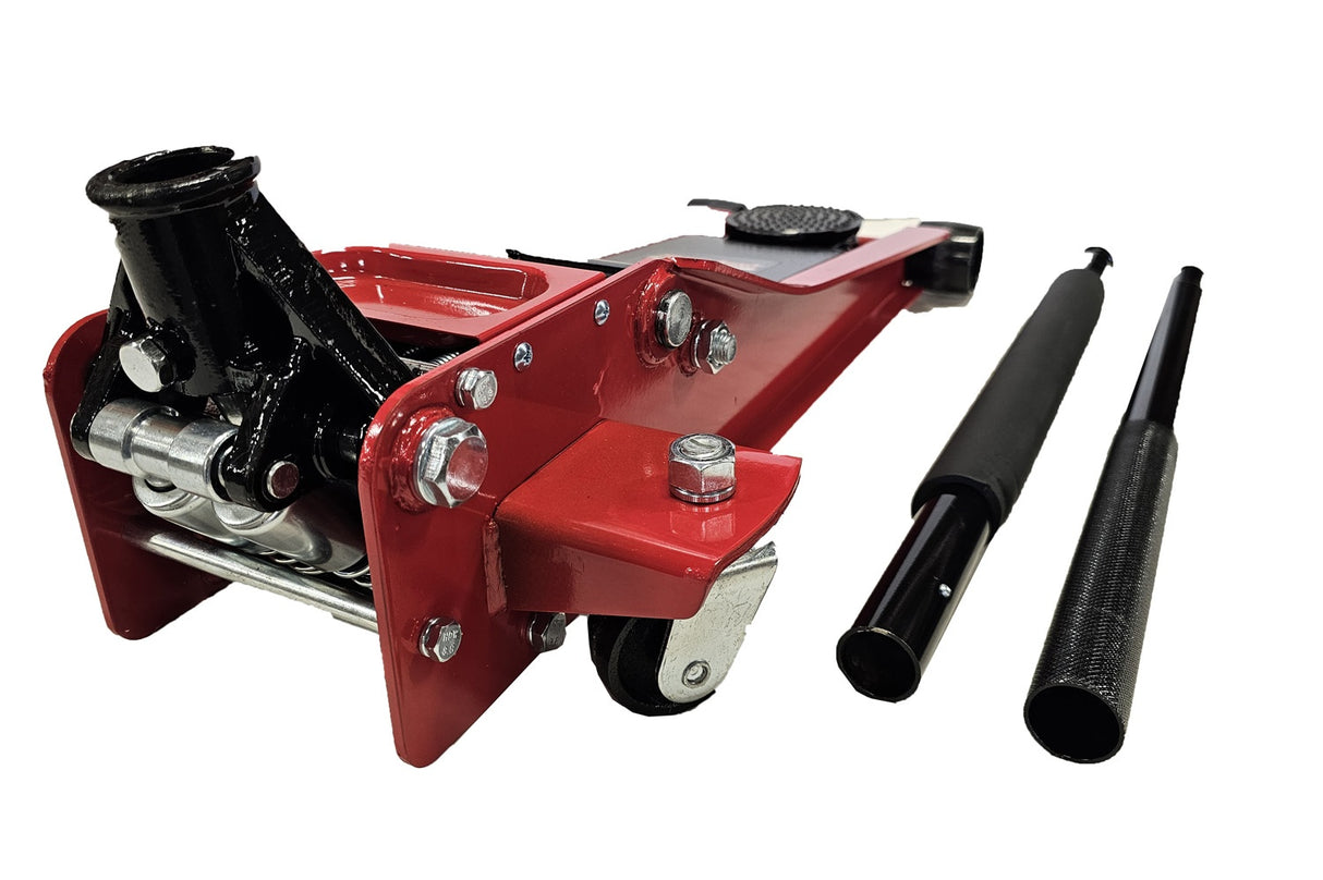 Domkratas su ratukais pažemintas | dvigubas stūmoklis | greitas kėlimas | 75- 500 mm | 3.0 t (LFJ3D)