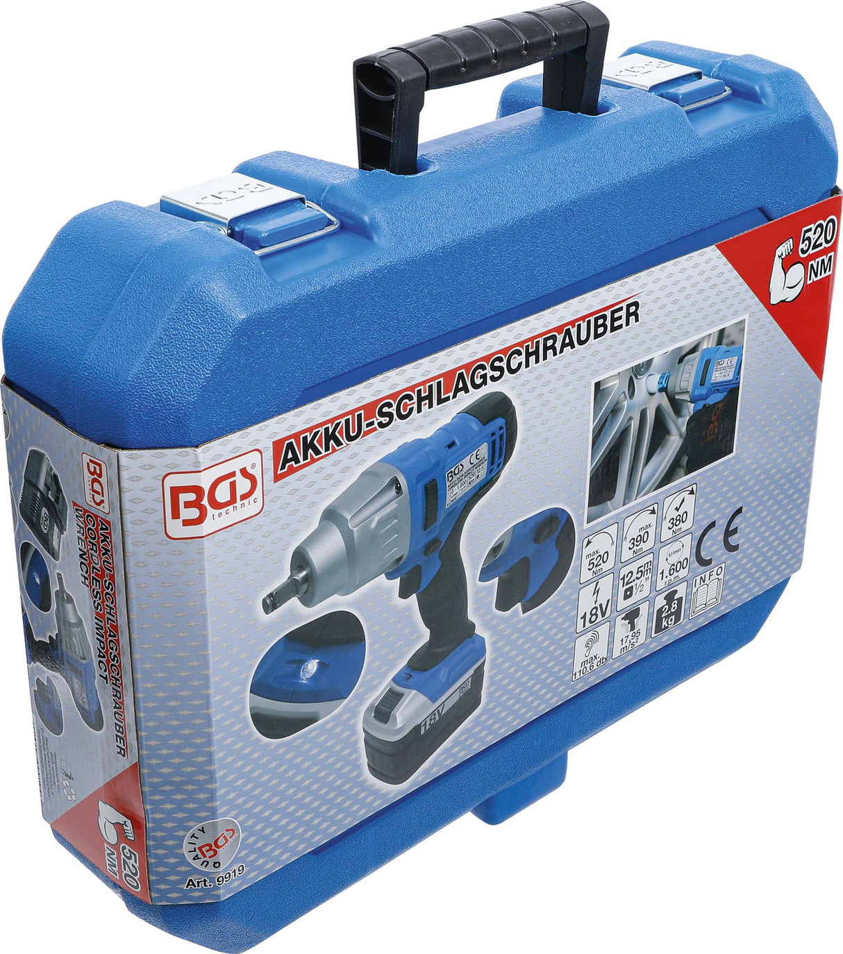 Akumuliatorinis smūginis veržliasūkis | 520 Nm | maks. 2000 rpm | 18 V (9919)