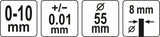 Indikatorius | 0-10 mm (YT-72450)
