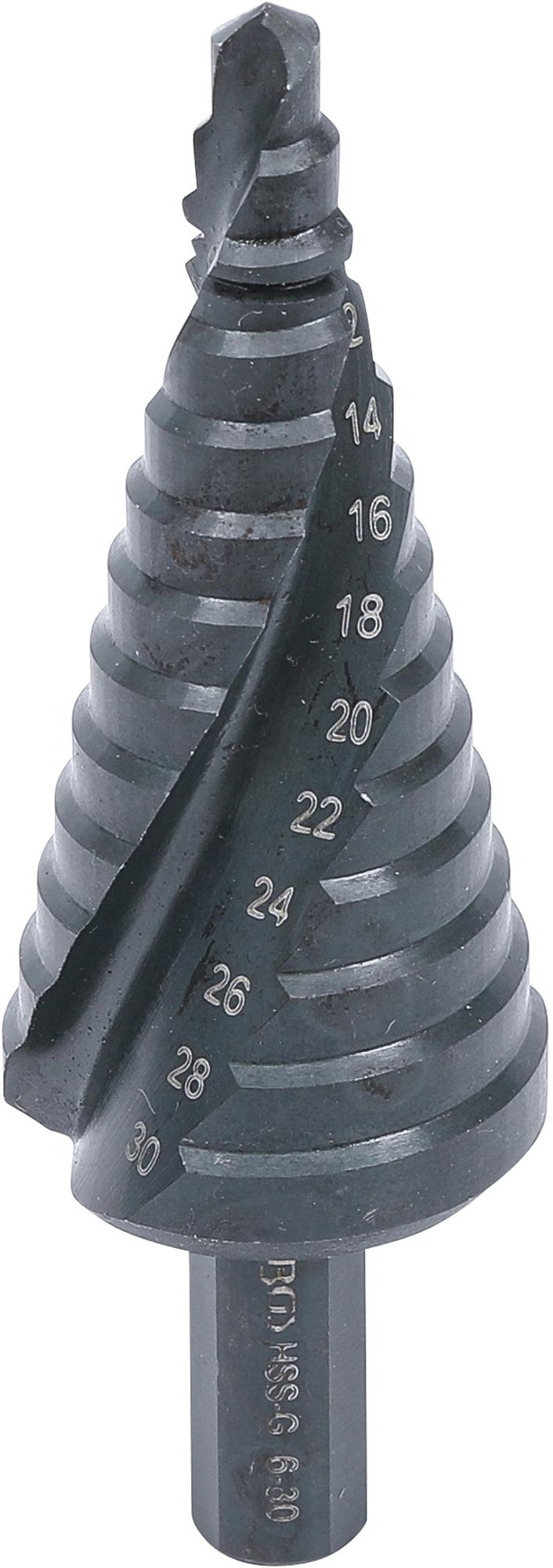 Grąžtas skylės (pa)platinimui pakopinis su grioveliu | HSS 6542 | Ø 6 - 30 mm (1945-1)