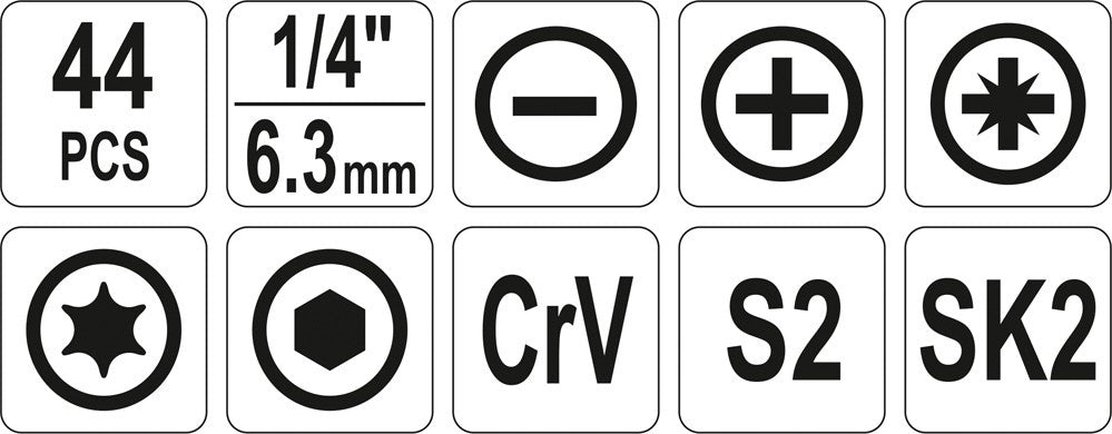 Įrankių rinkinys | 44 vnt. (YT-39280)