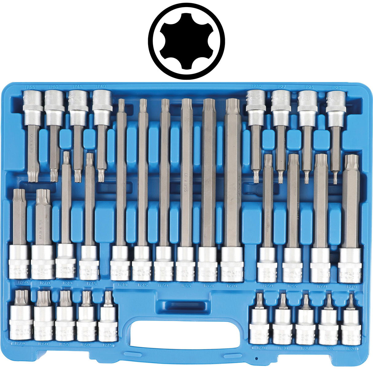 Antgalių rinkinys | 12.5 mm (1/2") | TP-Star (Torx Plus) TP20 - TP70 | 32 vnt. (5190)